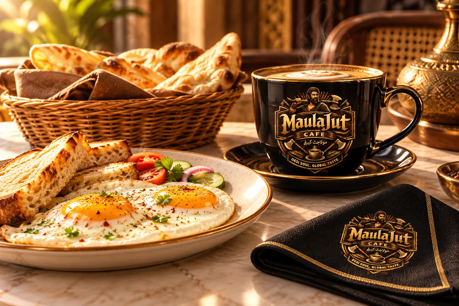 cafe breakfast hero — AI-generated MaulaJut concept